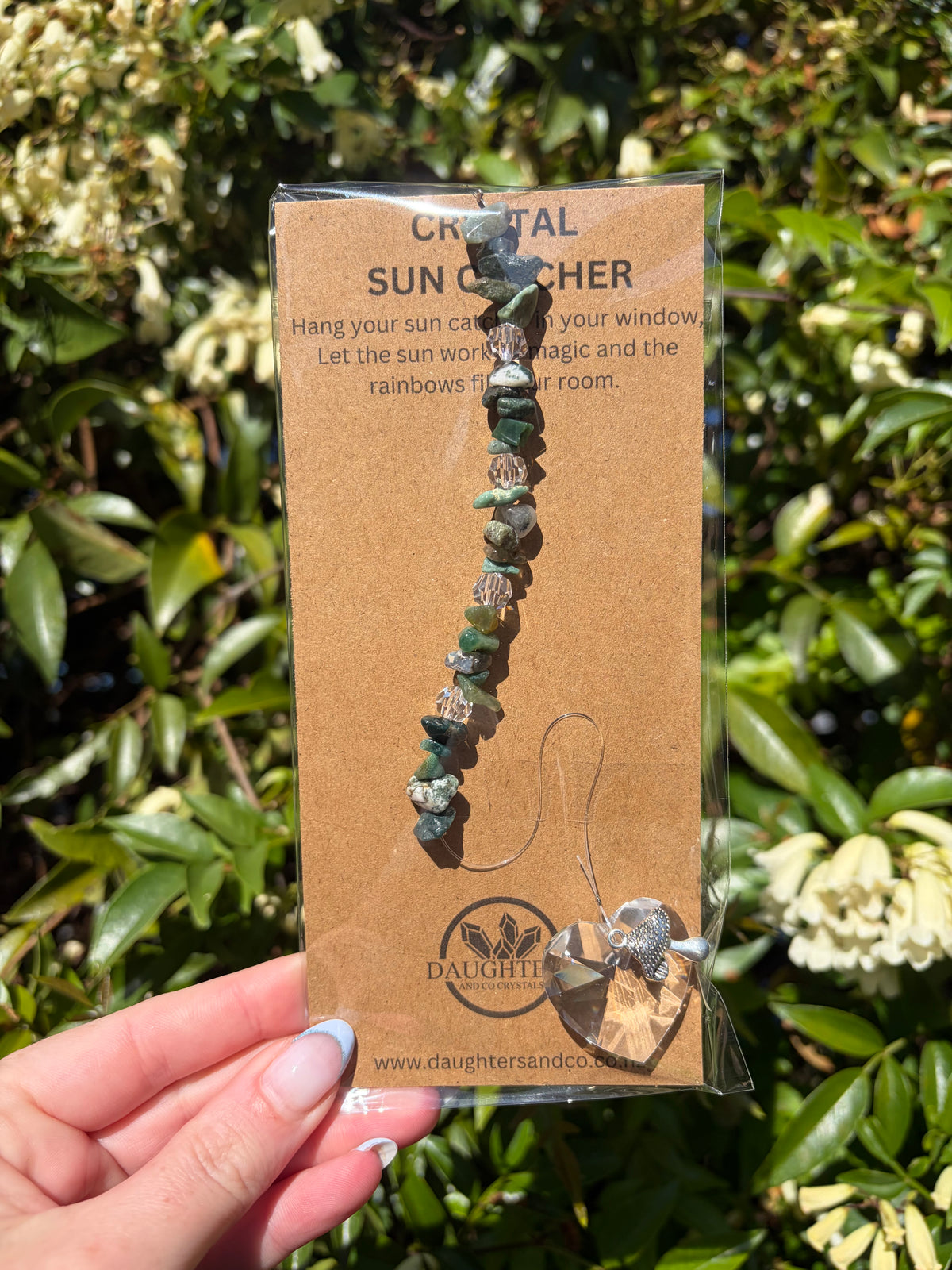 Moss Agate | Heart Sun Catcher