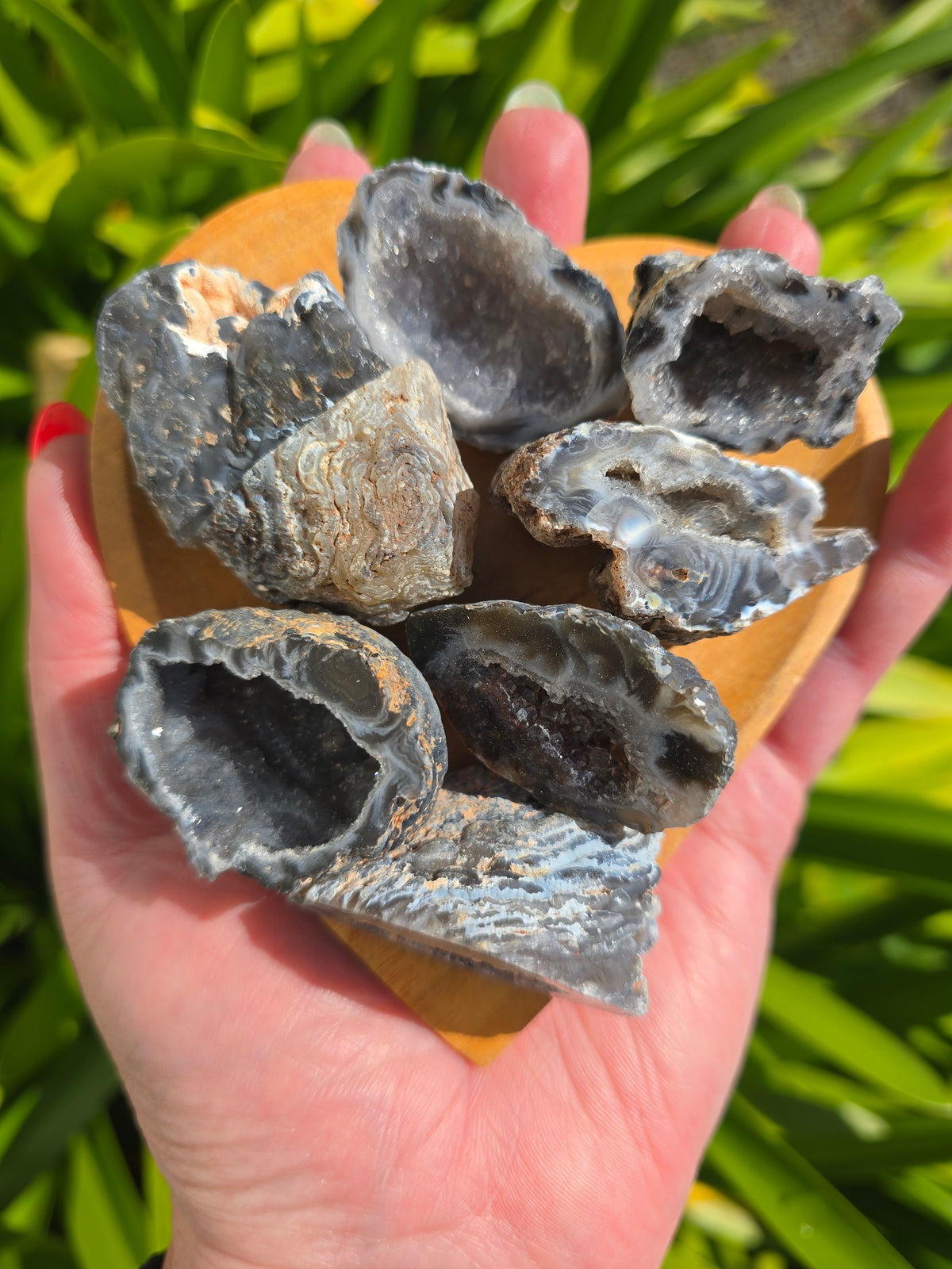 Natural Grey Agate Geode Cave | Small