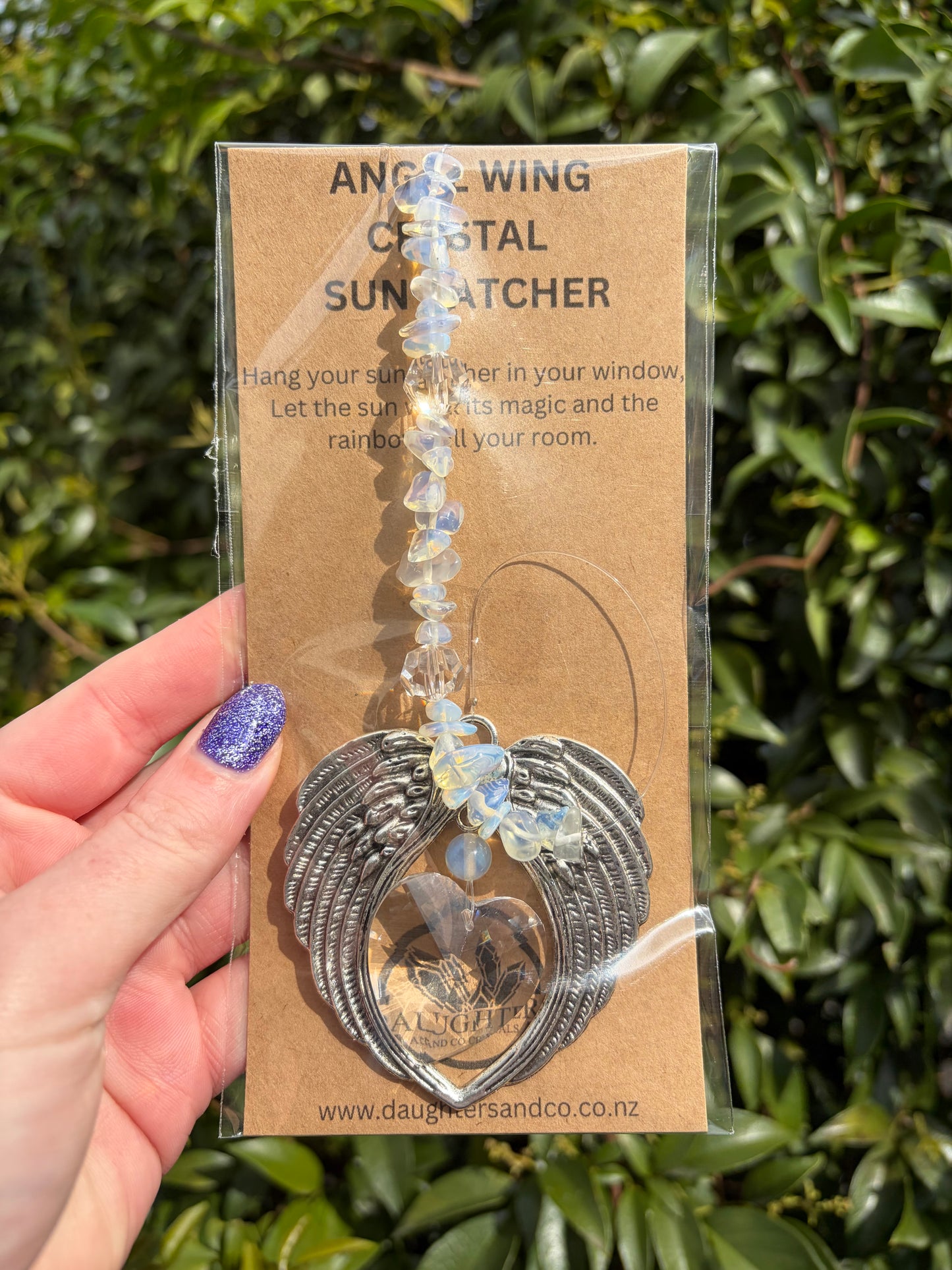 Opalite | Angel Wing Heart Sun Catcher