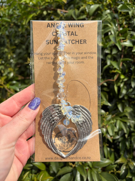 Opalite | Angel Wing Heart Sun Catcher