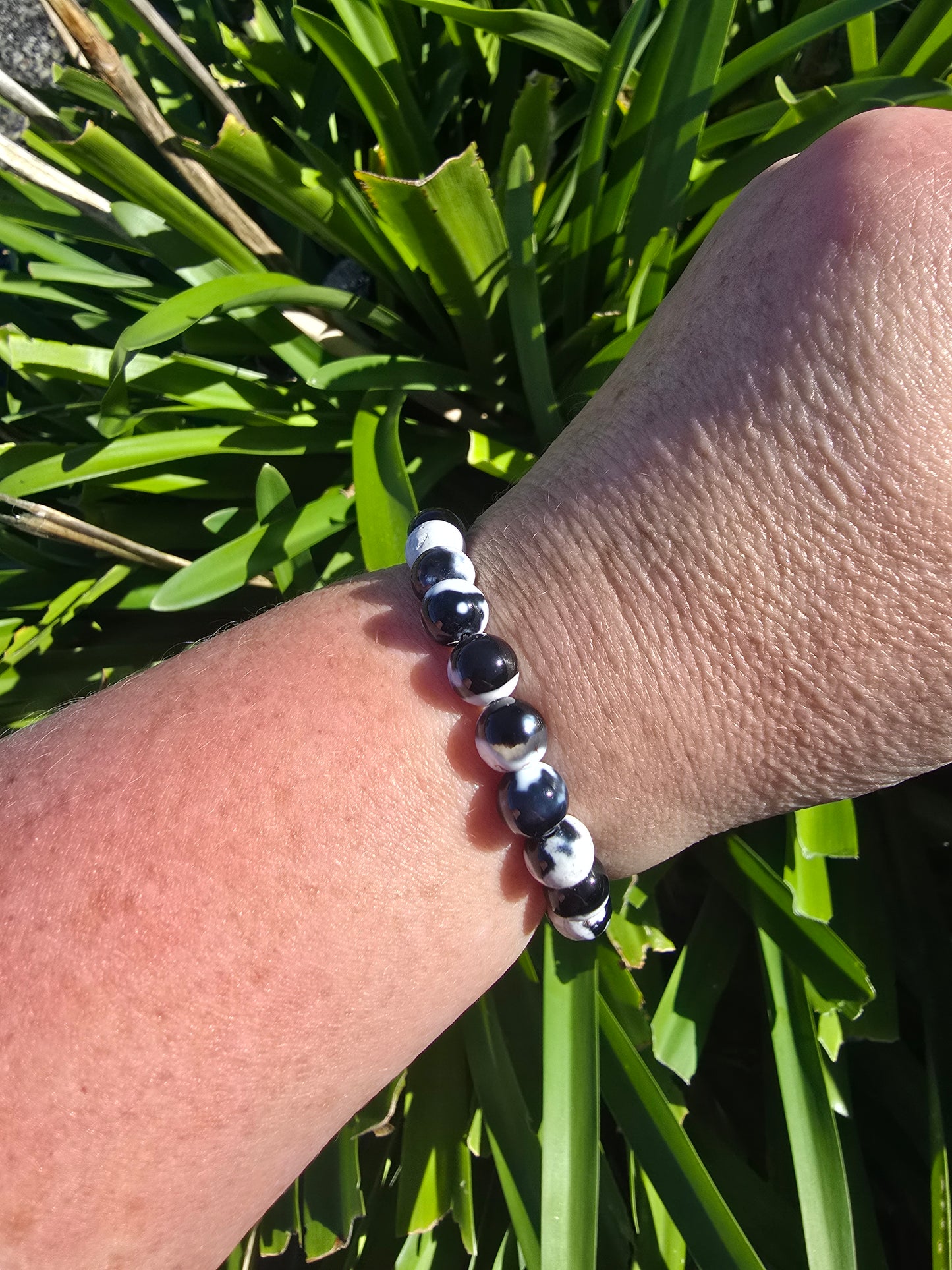 Orca Agate | Round Bead Bracelet