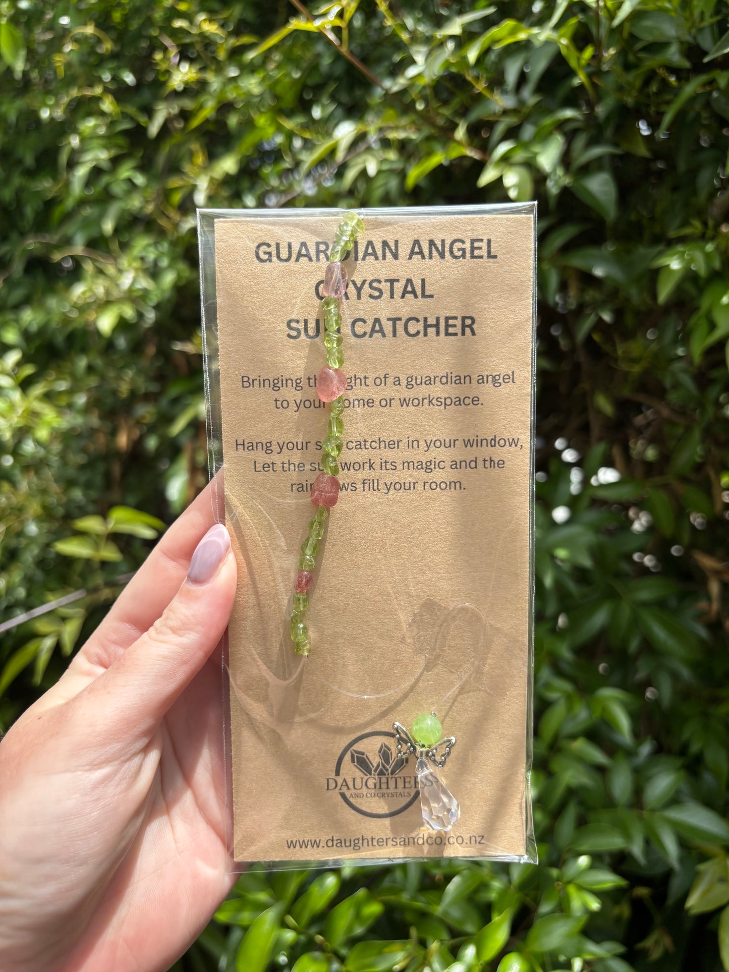 Peridot & Strawberry Quartz | Guardian Angel Sun Catcher