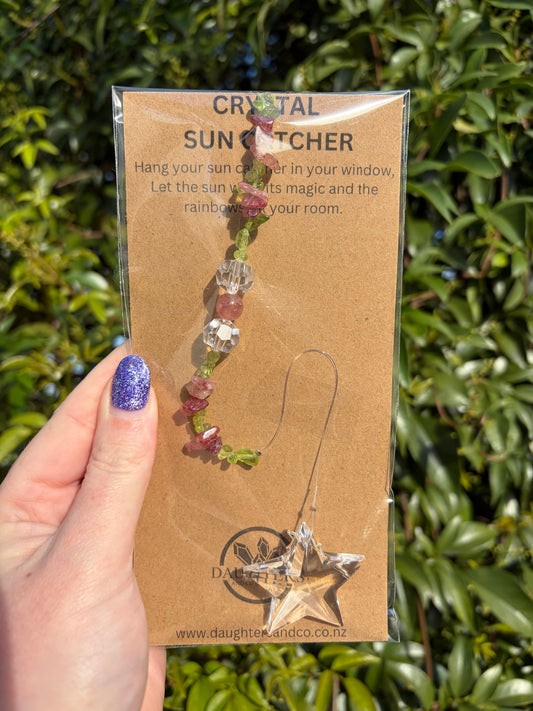Peridot & Strawberry Quartz | Star Sun Catcher