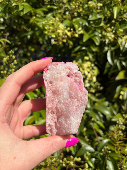 Pink Aura Quartz Cluster A