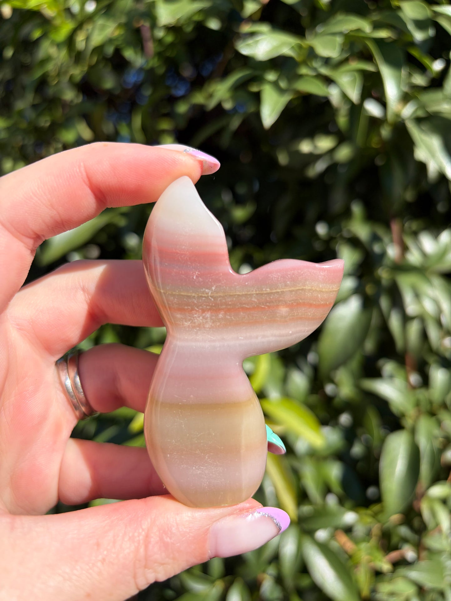 Pink Banded Calcite Mermaid Tail A