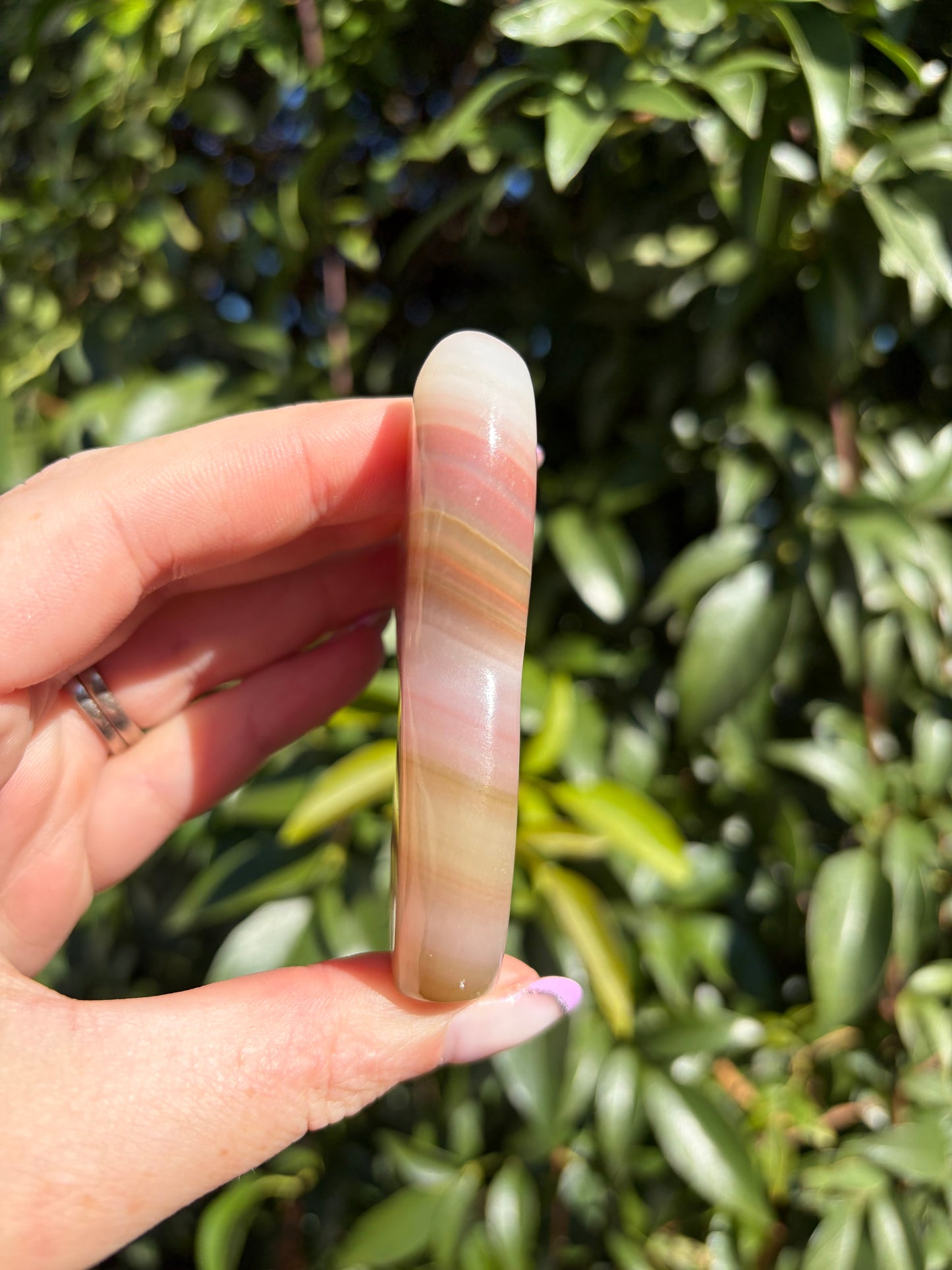 Pink Banded Calcite Mermaid Tail A