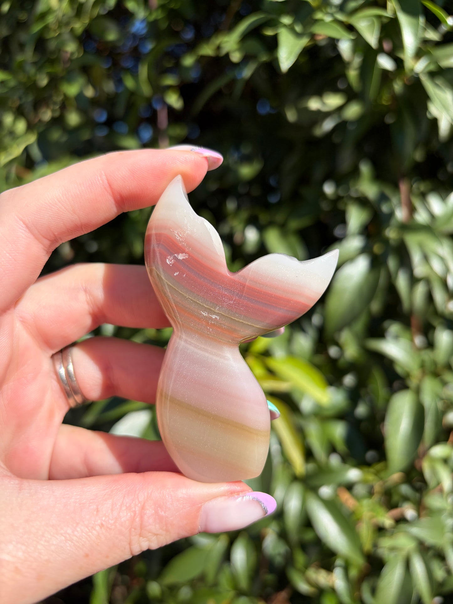 Pink Banded Calcite Mermaid Tail B