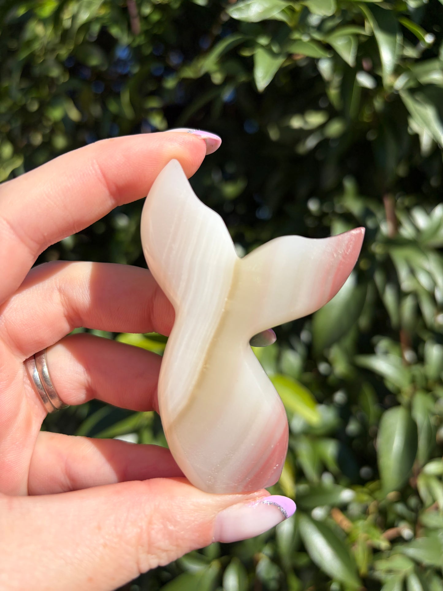 Pink Banded Calcite Mermaid Tail C