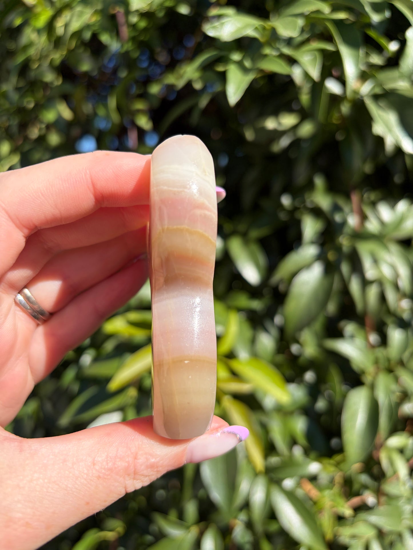 Pink Banded Calcite Mermaid Tail D