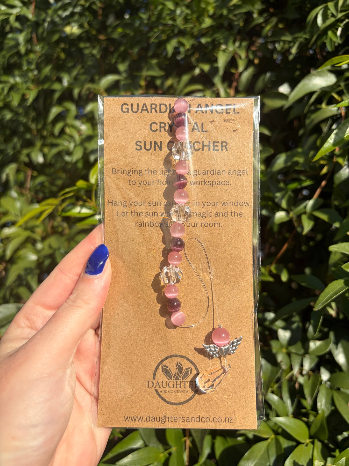 Pink & Burgundy Cats Eye | Guardian Angel Sun Catcher