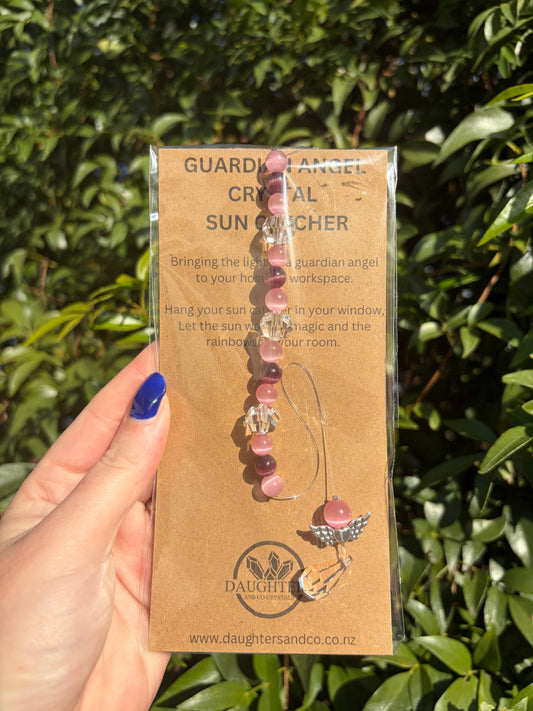 Pink & Burgundy Cats Eye | Guardian Angel Sun Catcher