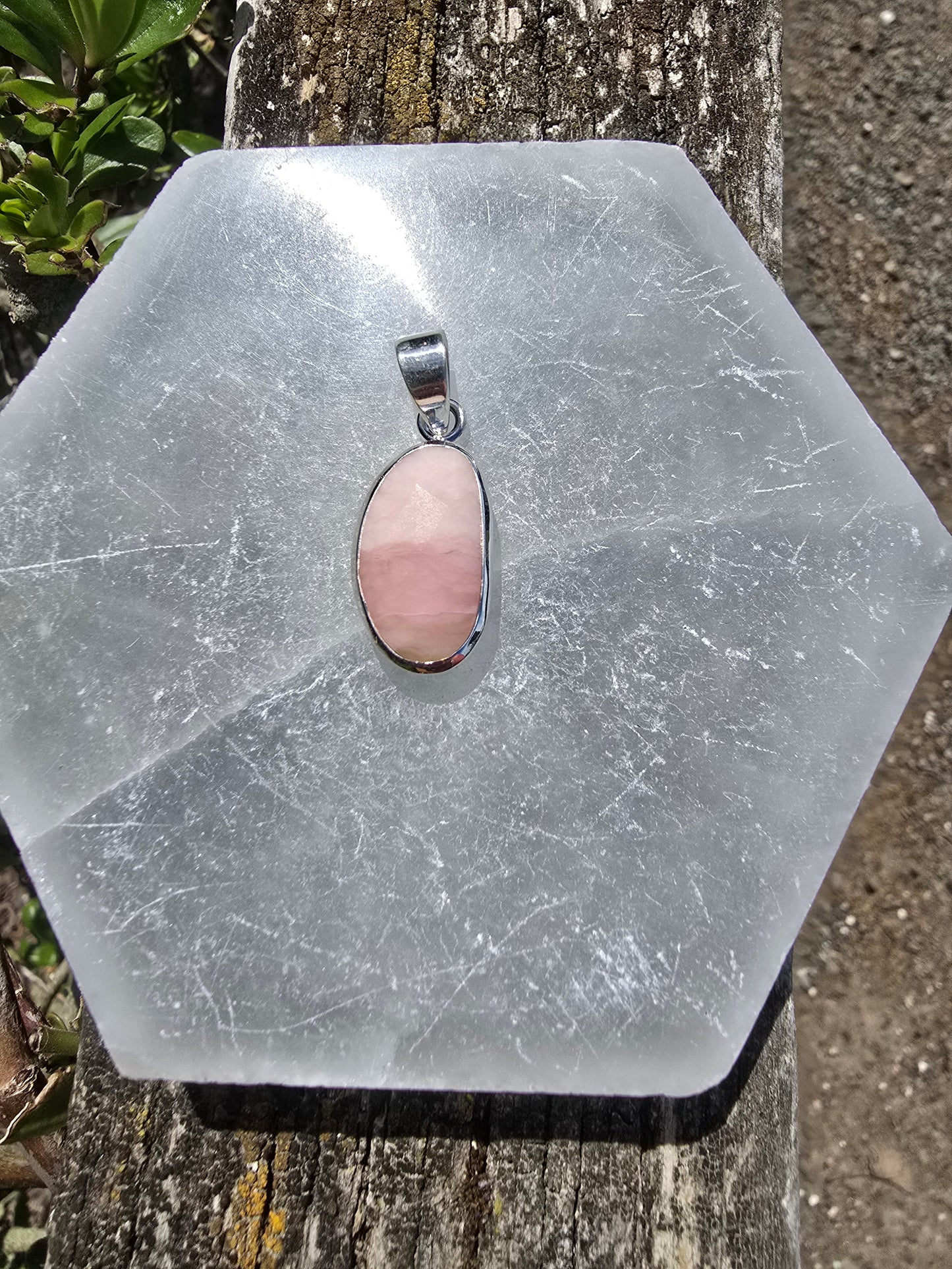 Pink Opal | Rose Cut Sterling Silver Pendant A