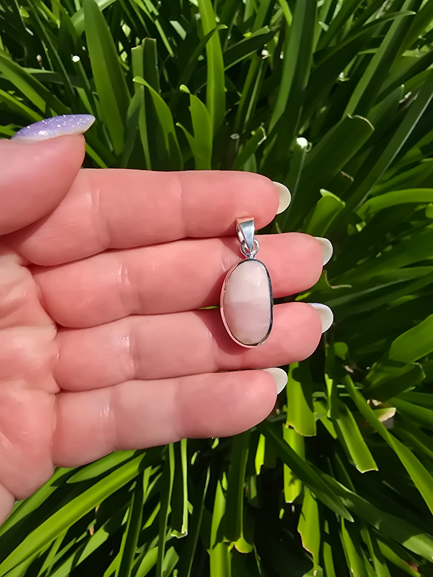Pink Opal | Rose Cut Sterling Silver Pendant A