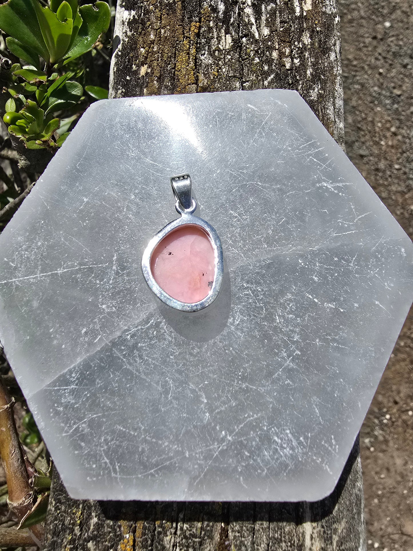 Pink Opal | Rose Cut Sterling Silver Pendant B