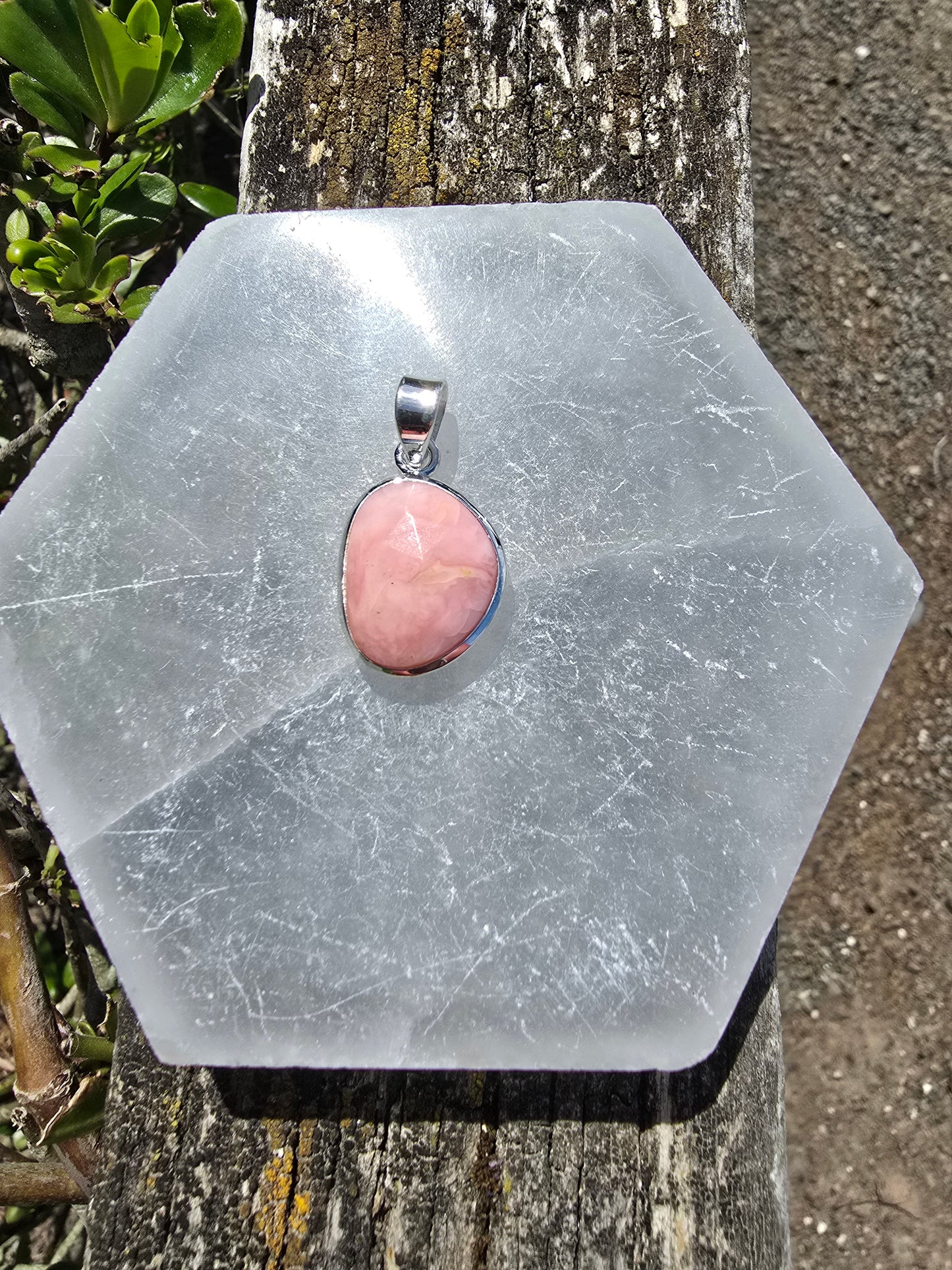 Pink Opal | Rose Cut Sterling Silver Pendant B