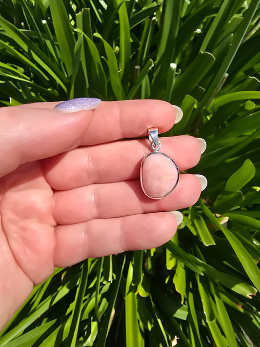 Pink Opal | Rose Cut Sterling Silver Pendant B