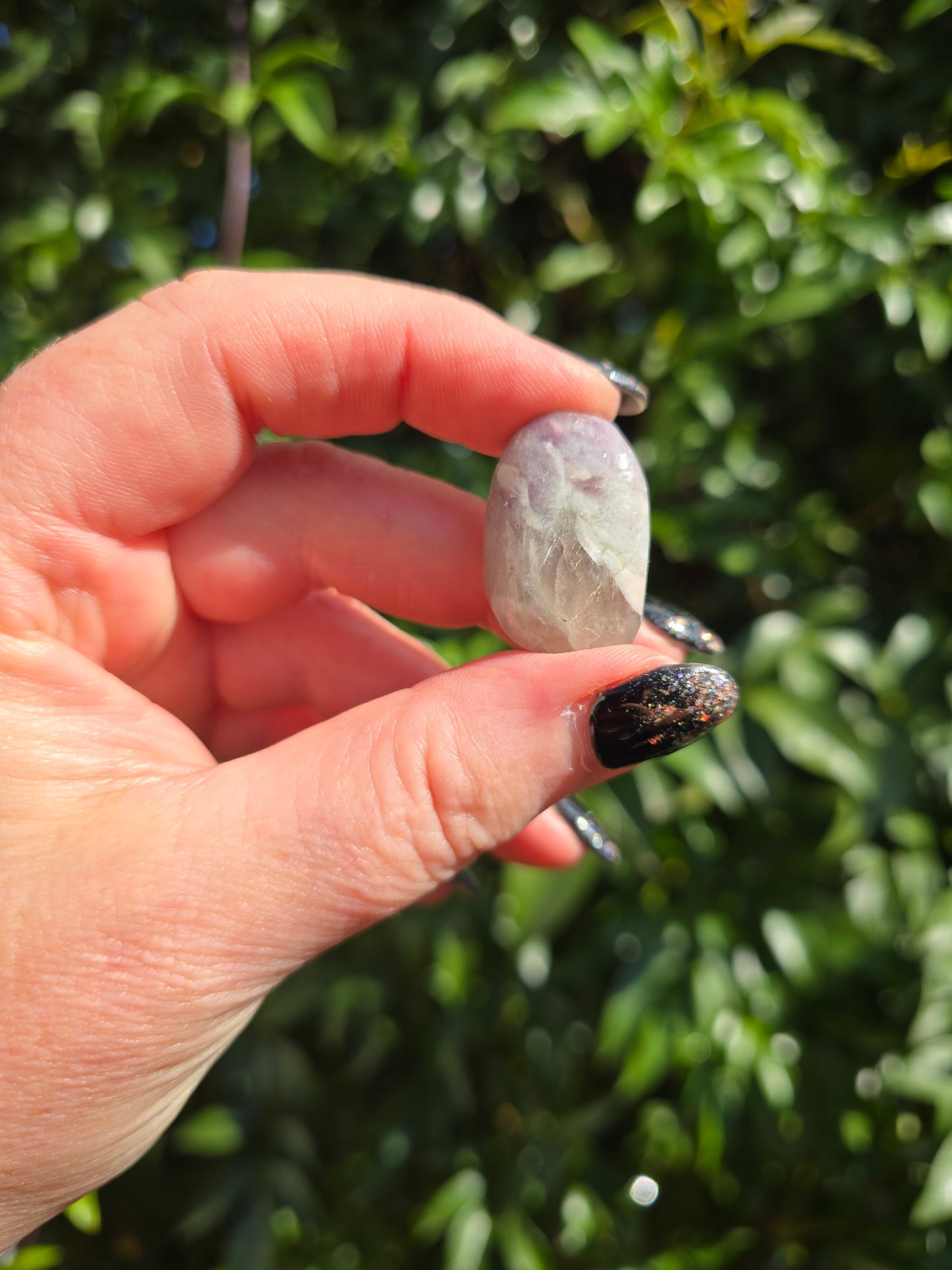 Pink Tourmaline & Quartz Tumbled Stone