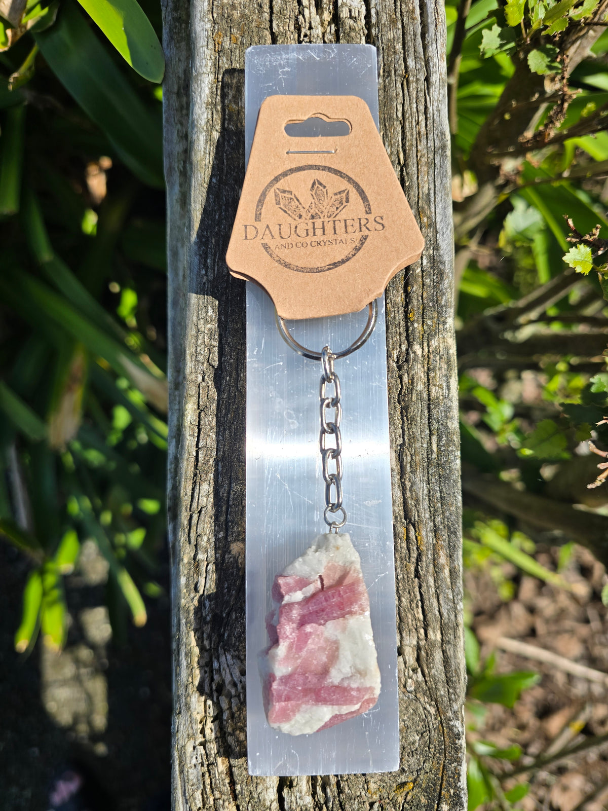 Pink Tourmaline Rough Keyring