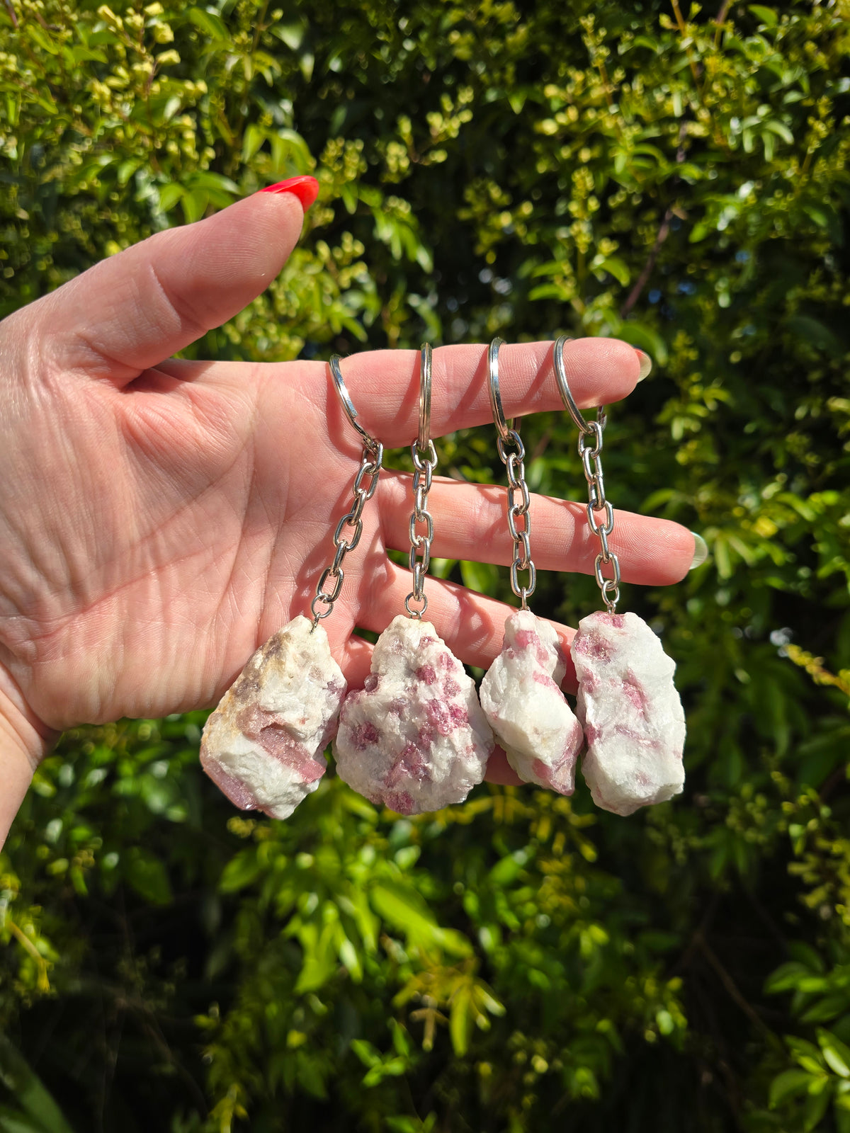 Pink Tourmaline Rough Keyring