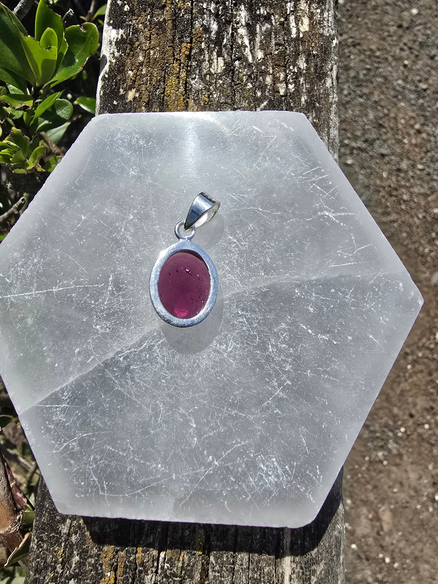 Pink Tourmaline | Rose Cut Sterling Silver Pendant A "DAMAGED"