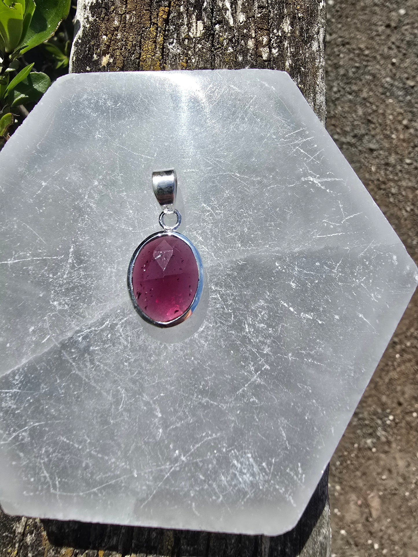 Pink Tourmaline | Rose Cut Sterling Silver Pendant A "DAMAGED"