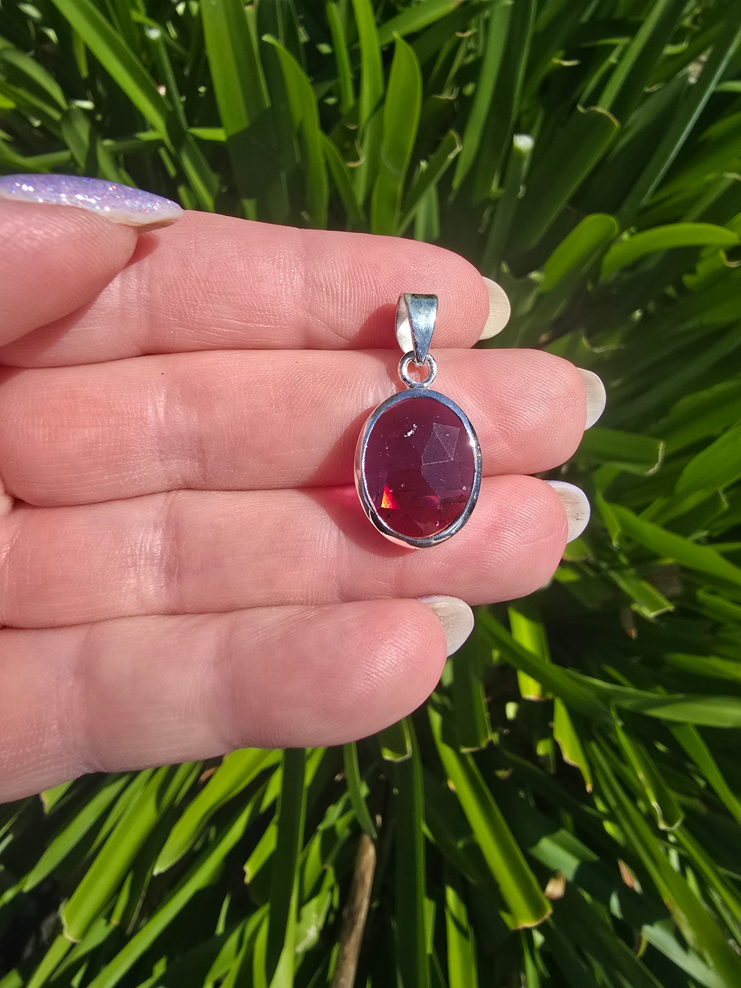 Pink Tourmaline | Rose Cut Sterling Silver Pendant A "DAMAGED"