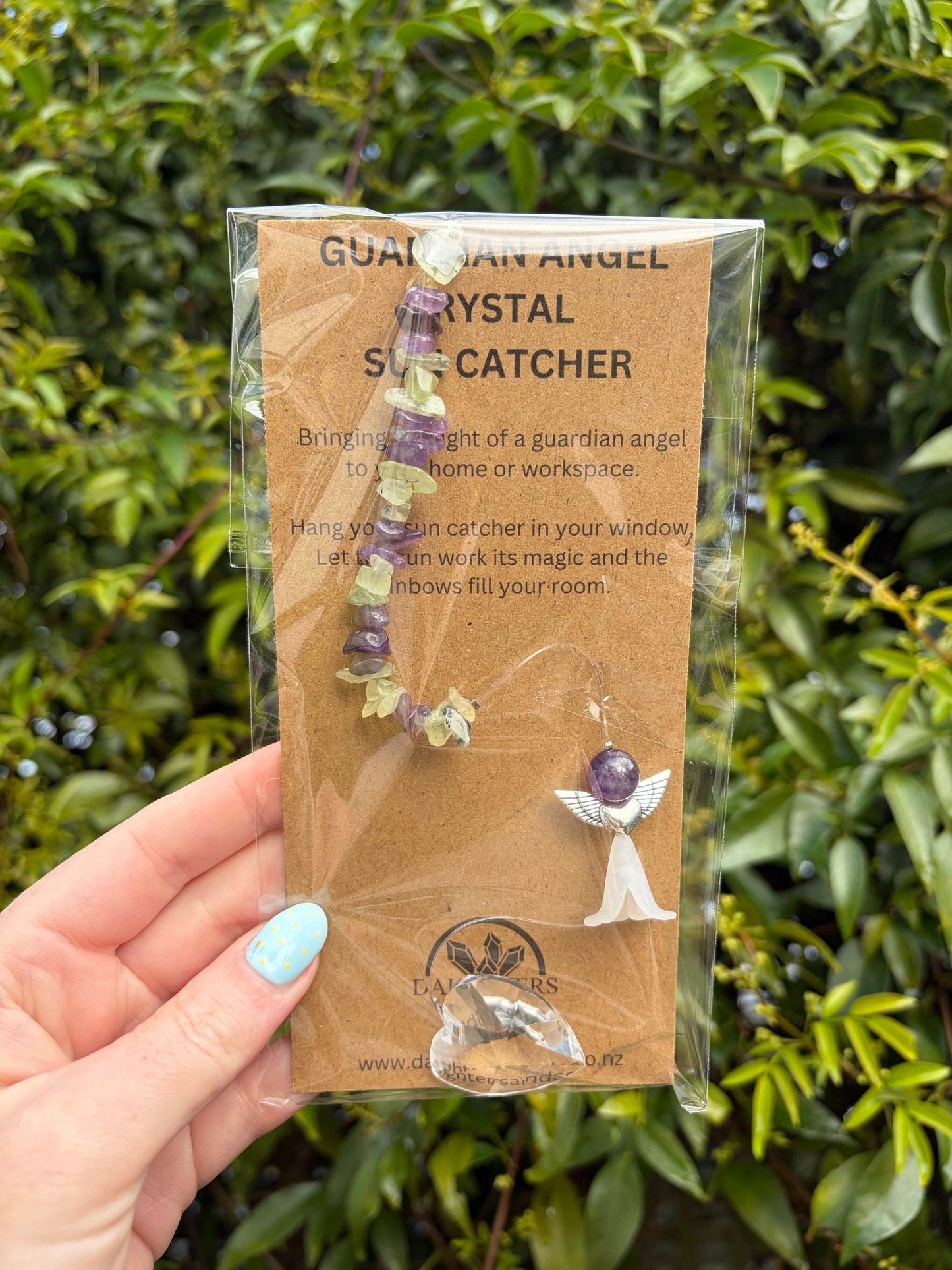 Prehnite & Amethyst | Guardian Angel Heart Sun Catcher