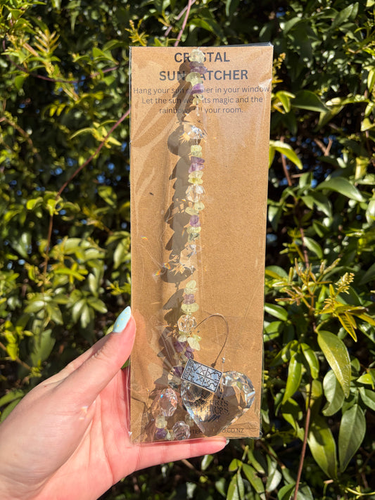 Prehnite & Amethyst | Large Heart Sun Catcher