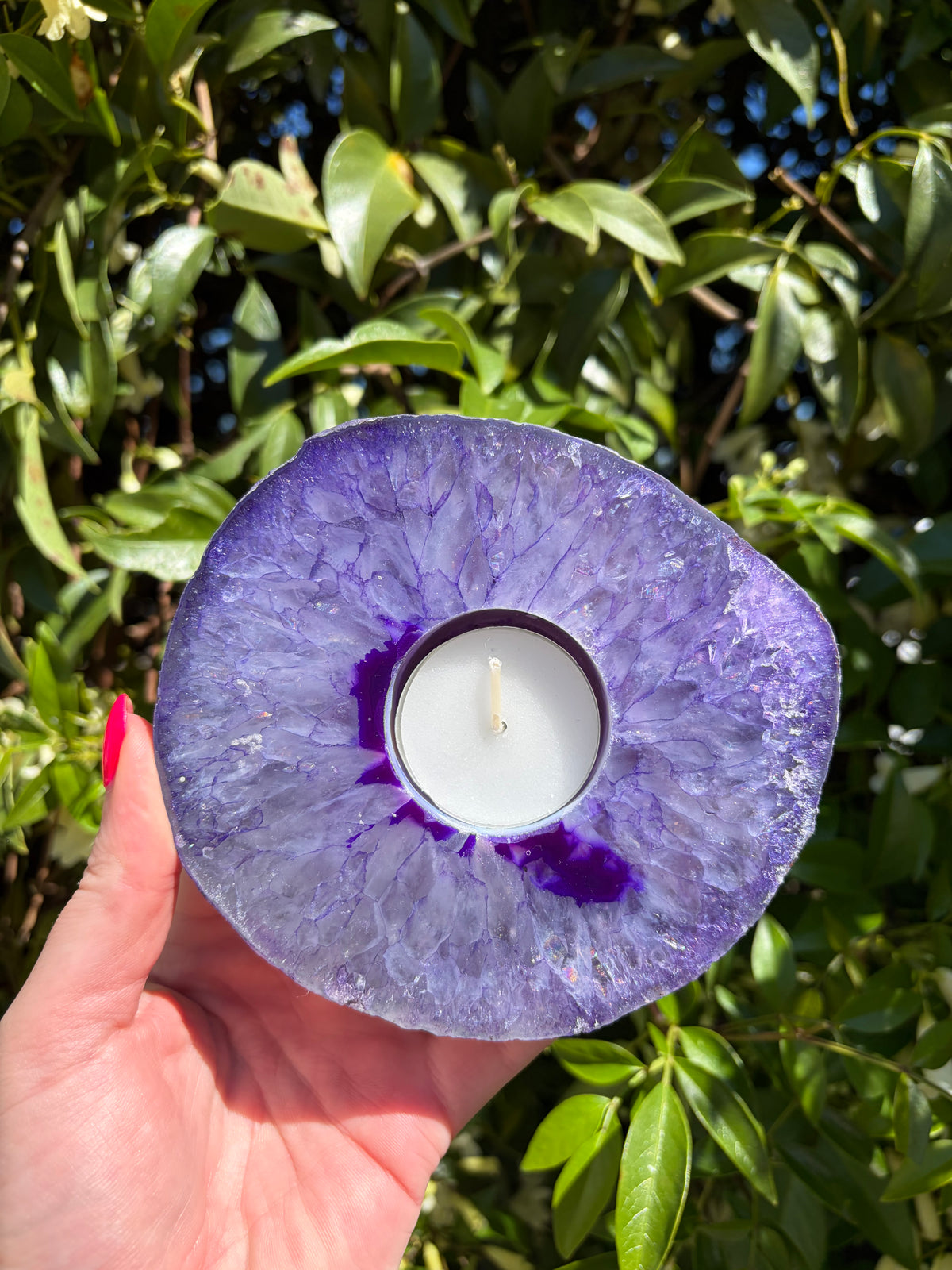 Purple Agate Candle Holder B