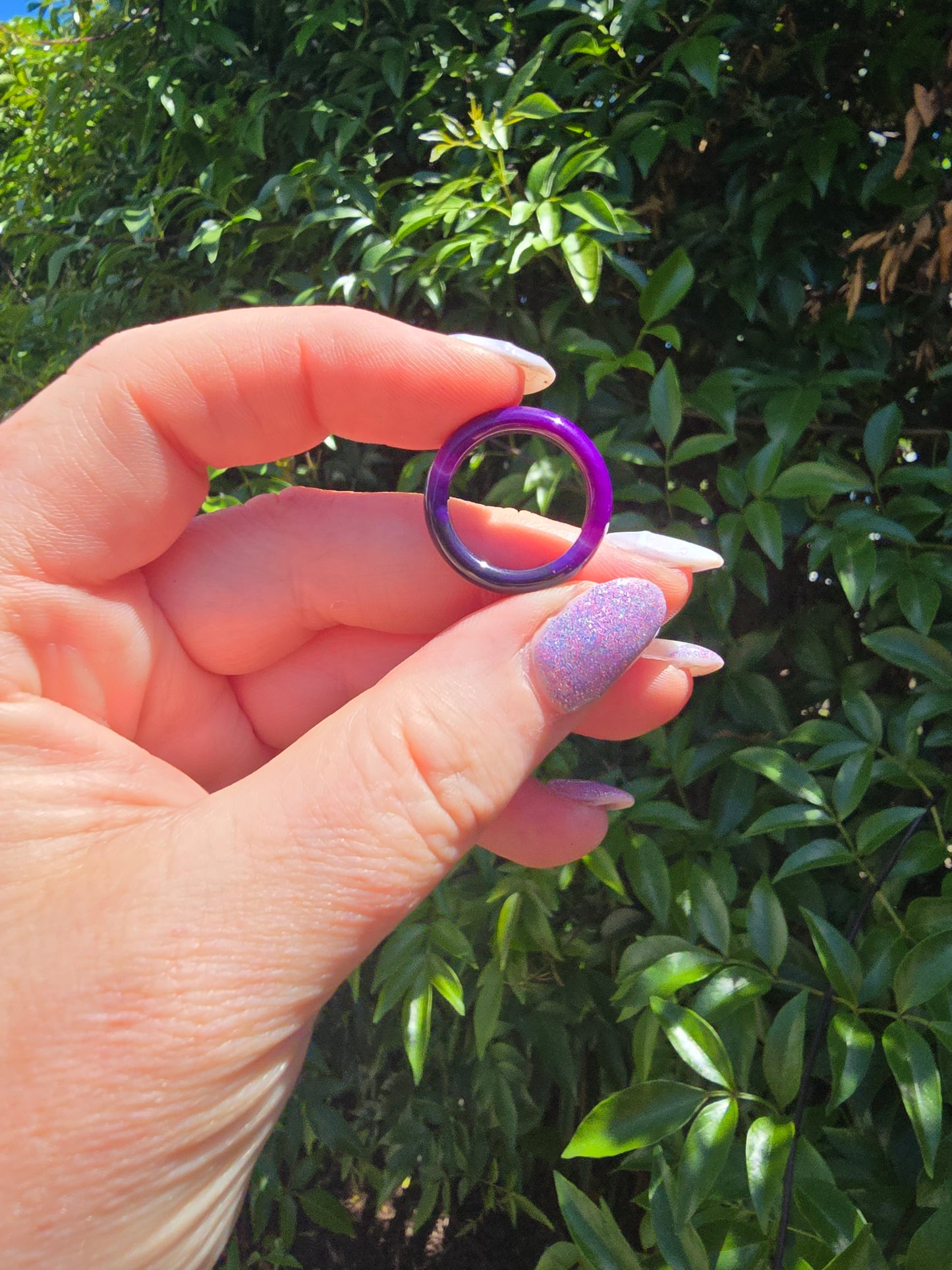 Purple Agate Sphere Holder Ring