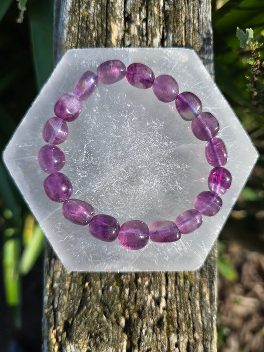 Purple Fluorite | Nugget Bead Bracelet 10 mm