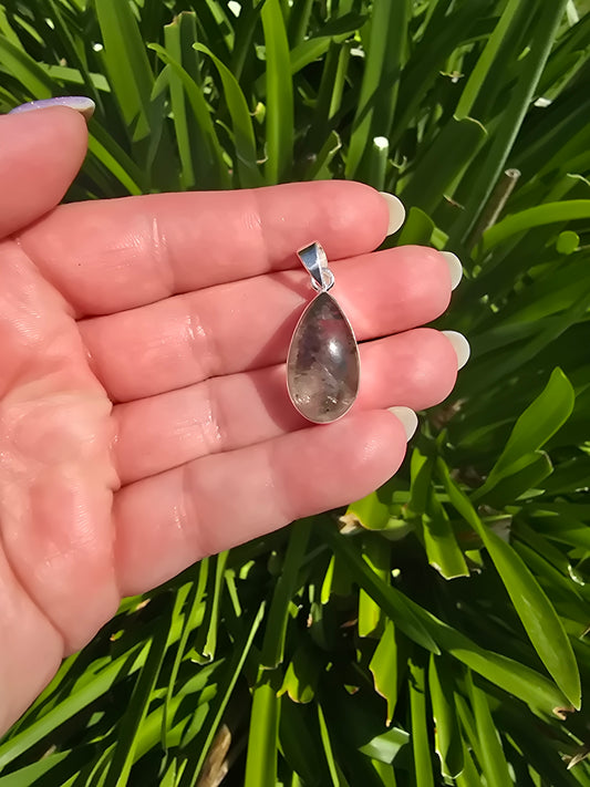 Quartz With Inclusions | Polished Sterling Silver Pendant B