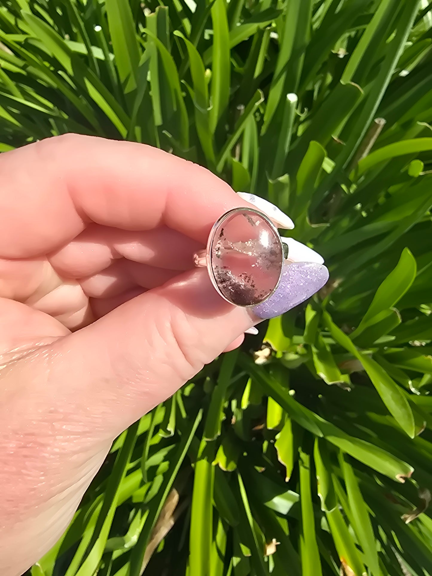 Quartz With Inclusions | Polished Sterling Silver Ring A