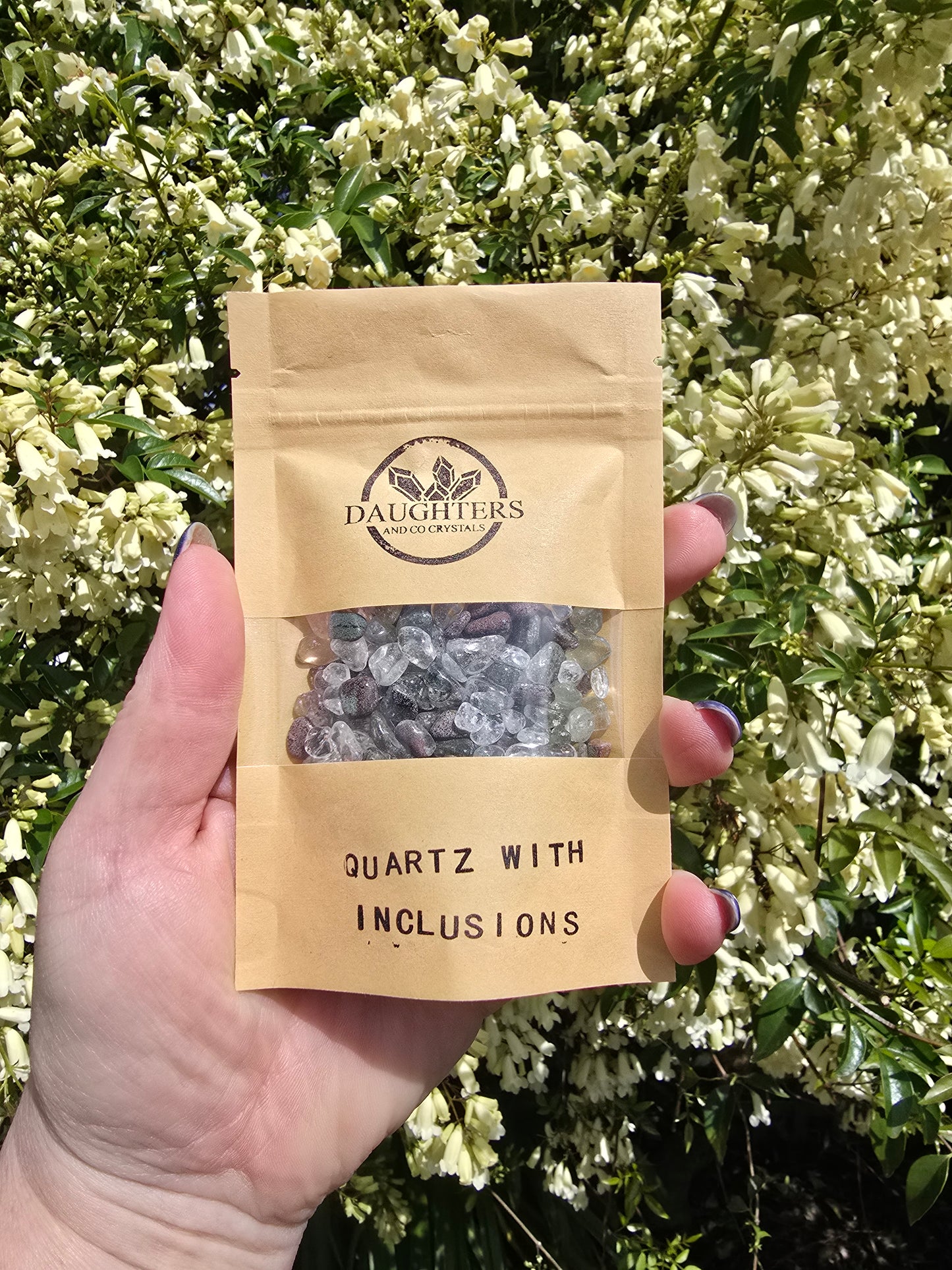 Quartz With Inclusions Crystal Chip 100 gms Bag