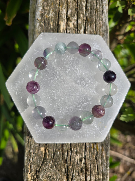Rainbow Fluorite | Round Bead Bracelet 10 mm