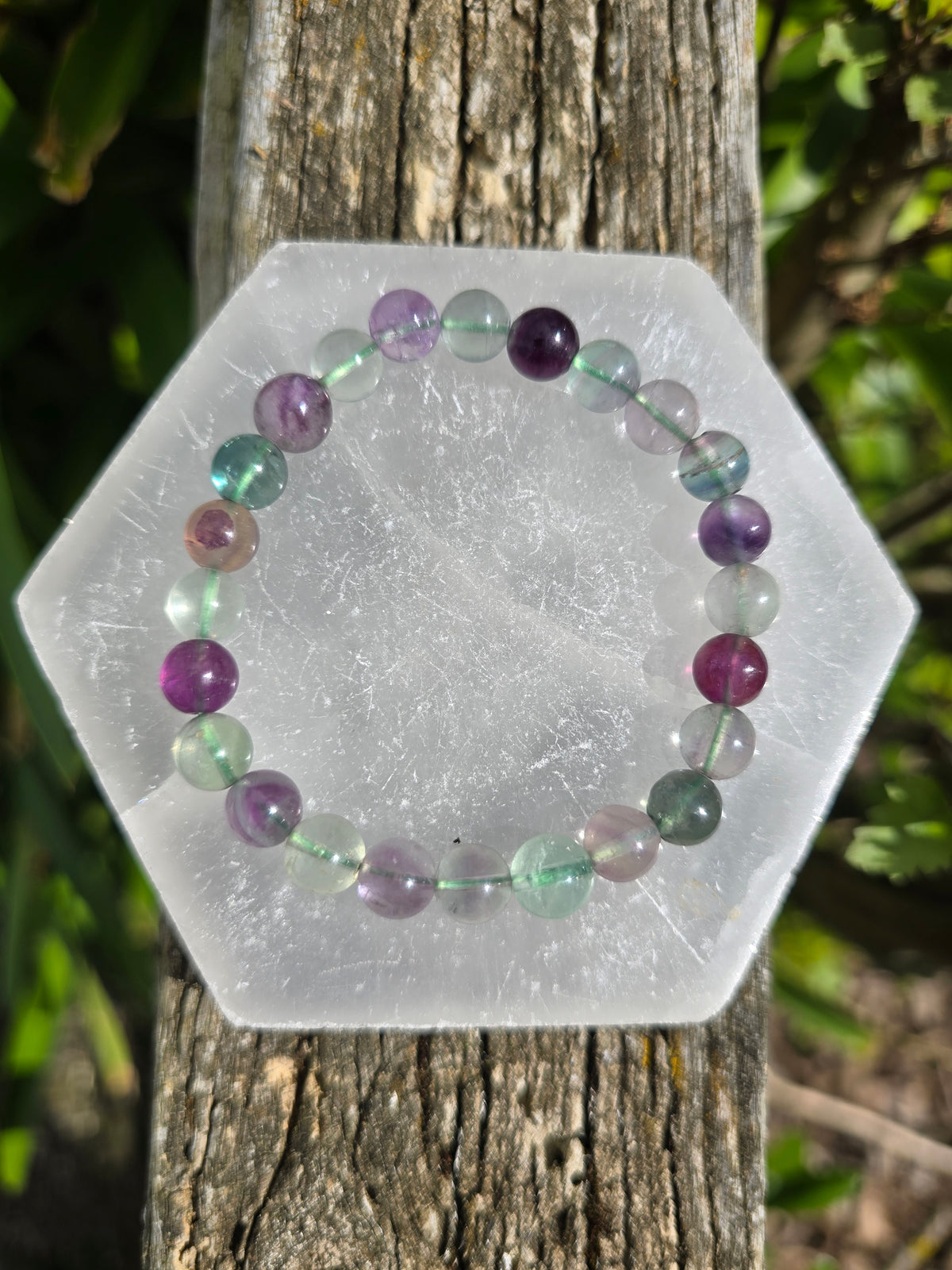 Rainbow Fluorite | Round Bead Bracelet 8 mm