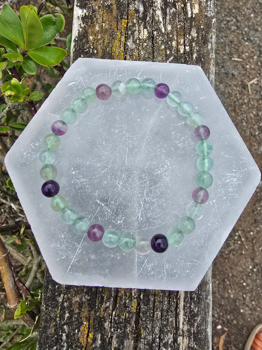 Rainbow Fluorite | Small Round Bead Bracelet