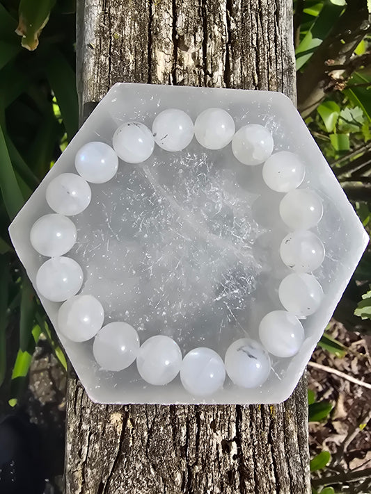 Rainbow Moonstone | Round Bead Bracelet 10 mm