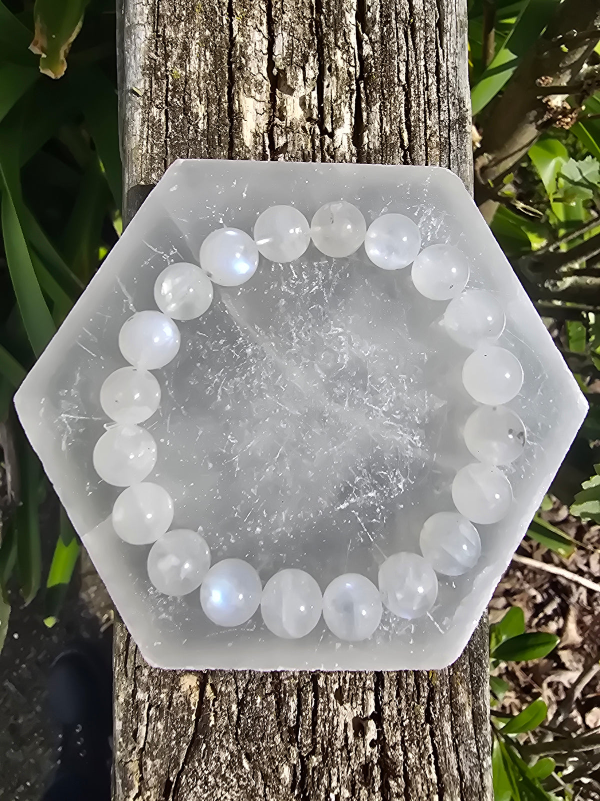 Rainbow Moonstone | Round Bead Bracelet 8 mm