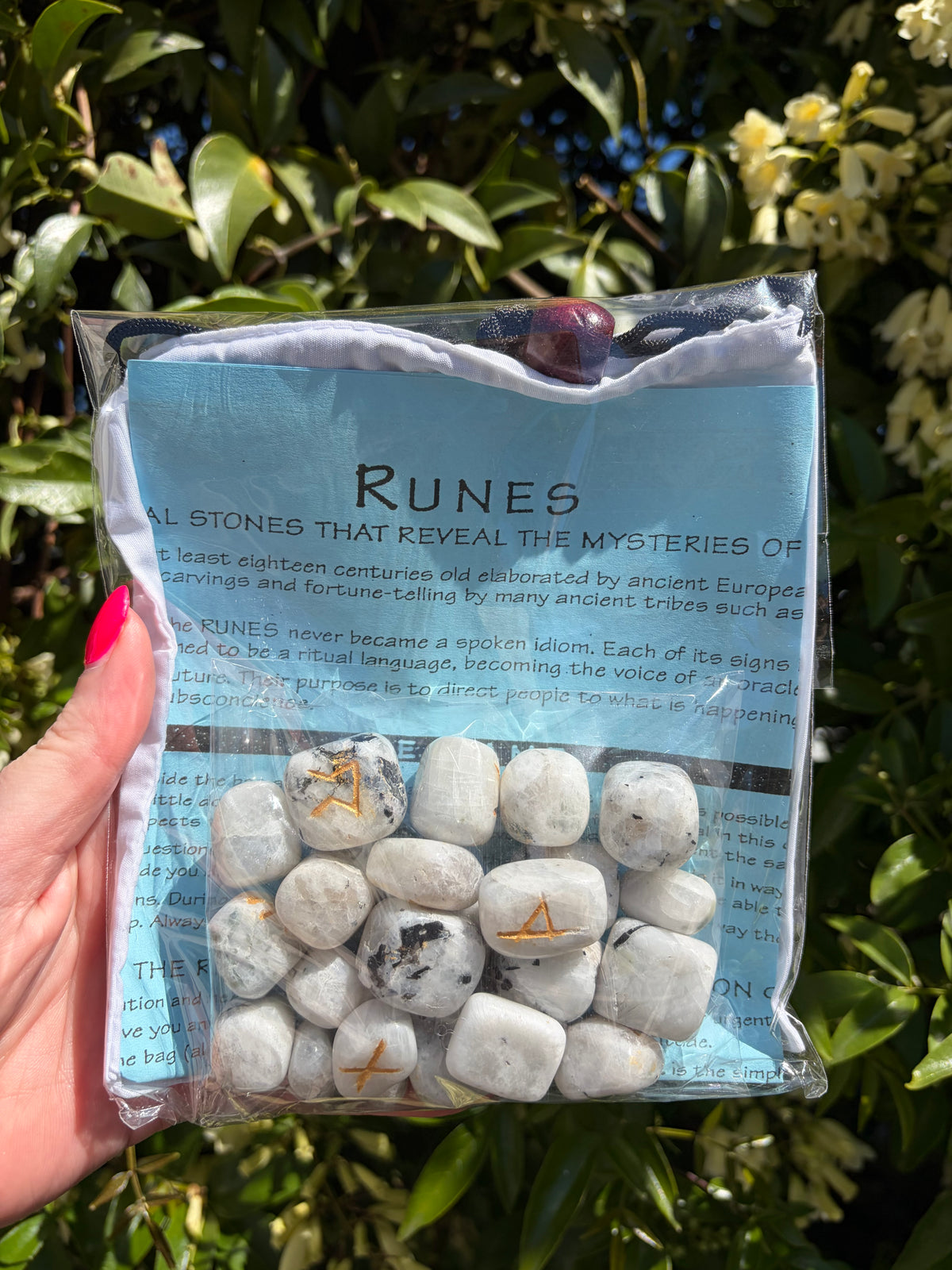 Rainbow Moonstone Crystal Rune Set