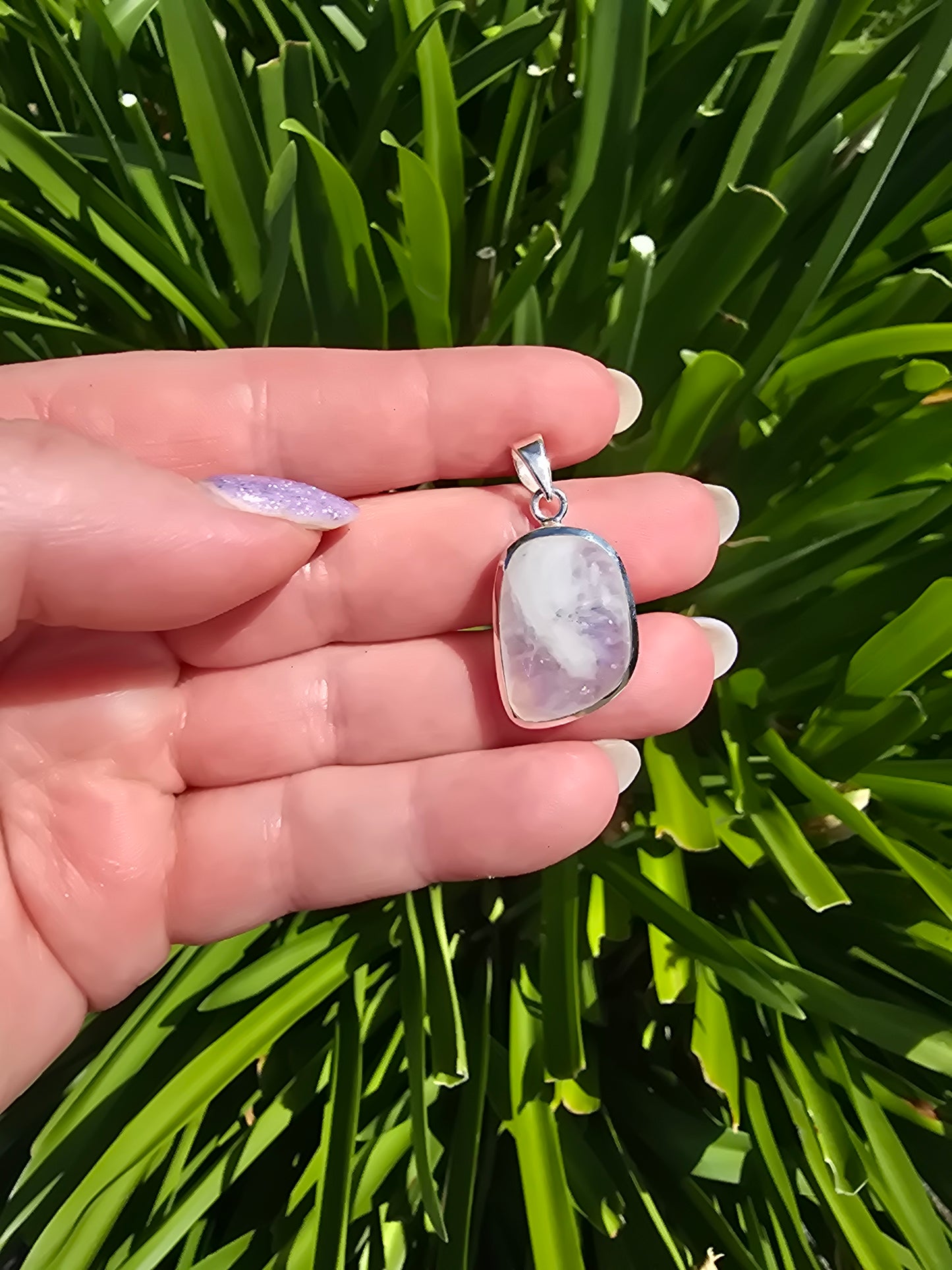 Rainbow Moonstone | Rose Cut Sterling Silver Pendant B