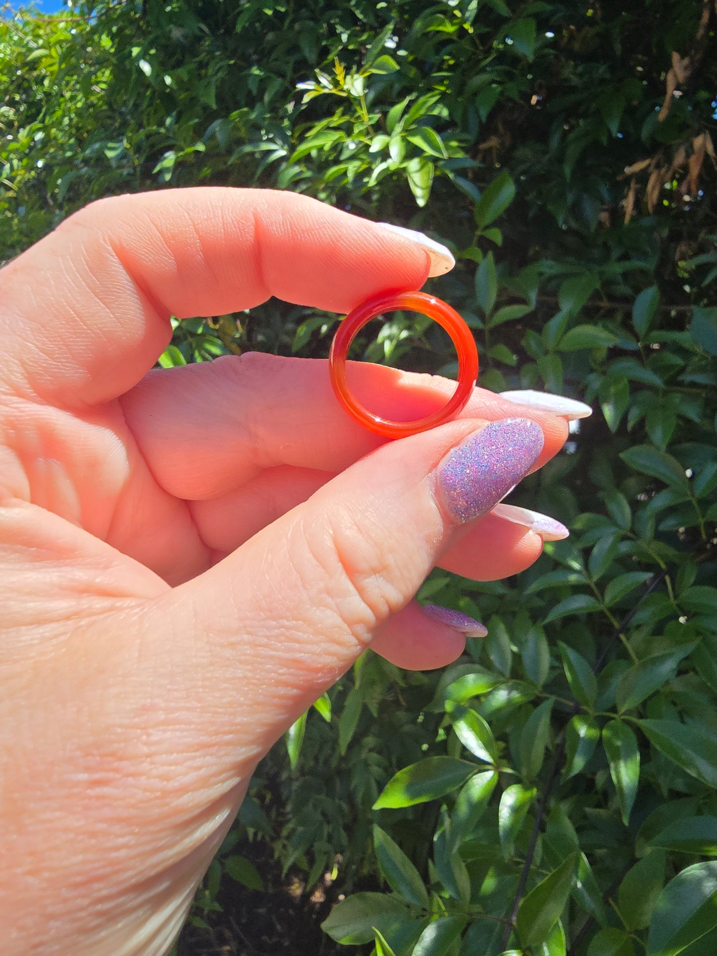 Red Agate Sphere Holder Ring