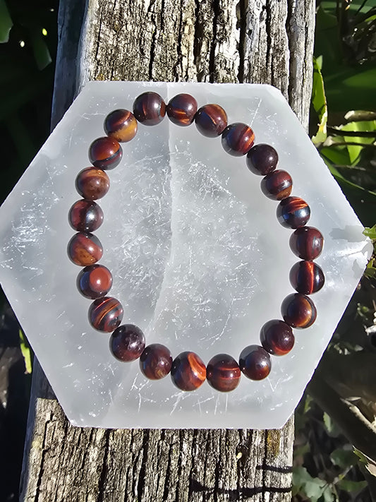 Red Tigers Eye | Round Bead Bracelet
