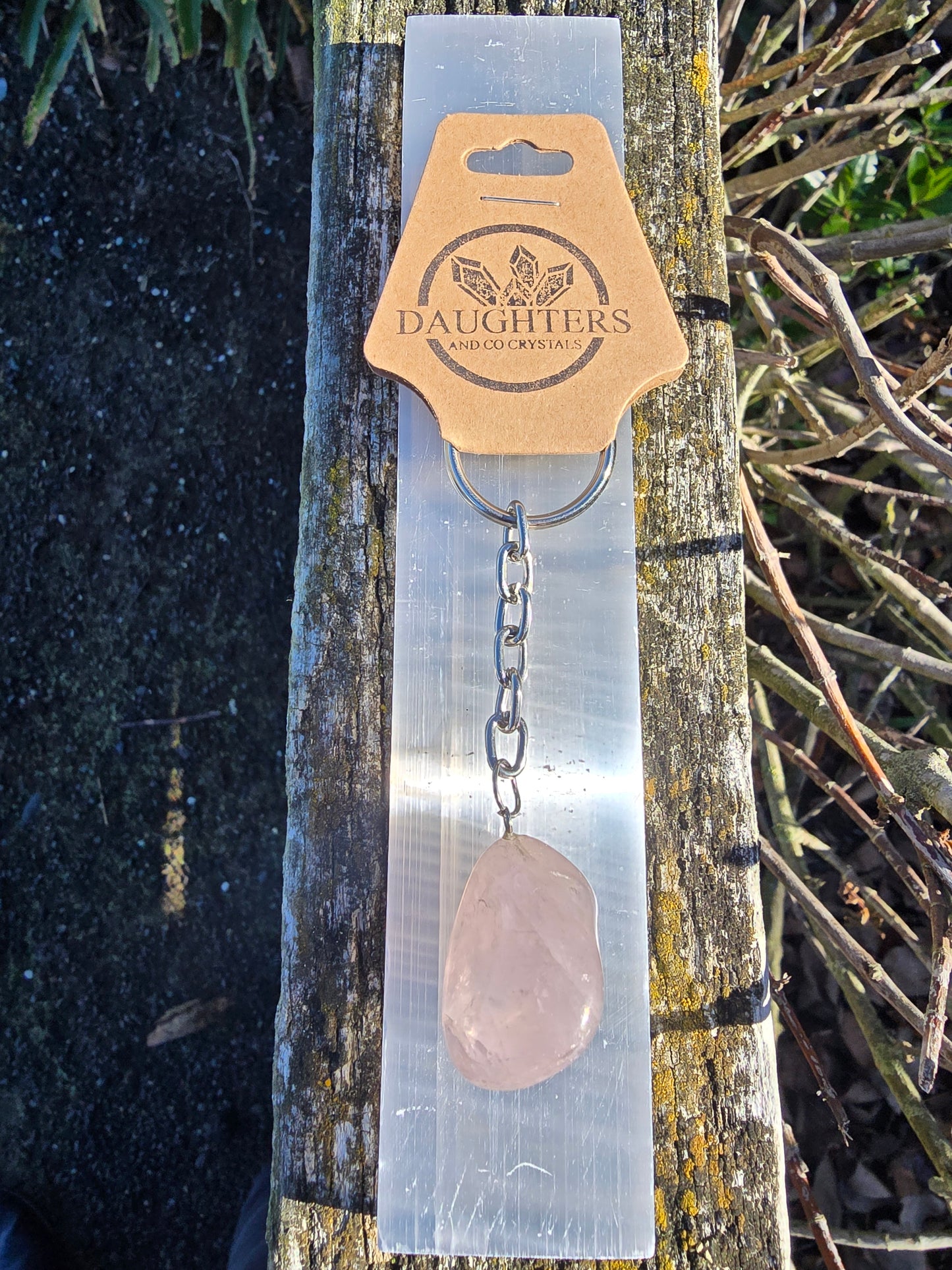 Rose Quartz Tumbled Keyring