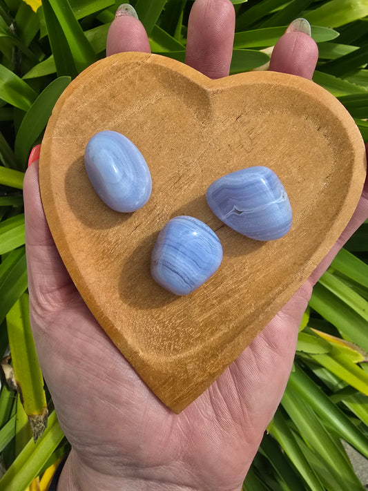 Blue Lace Agate Tumbled Stone | A Grade