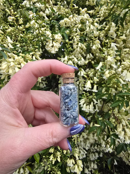Blue Kyanite Crystal Chip Bottle