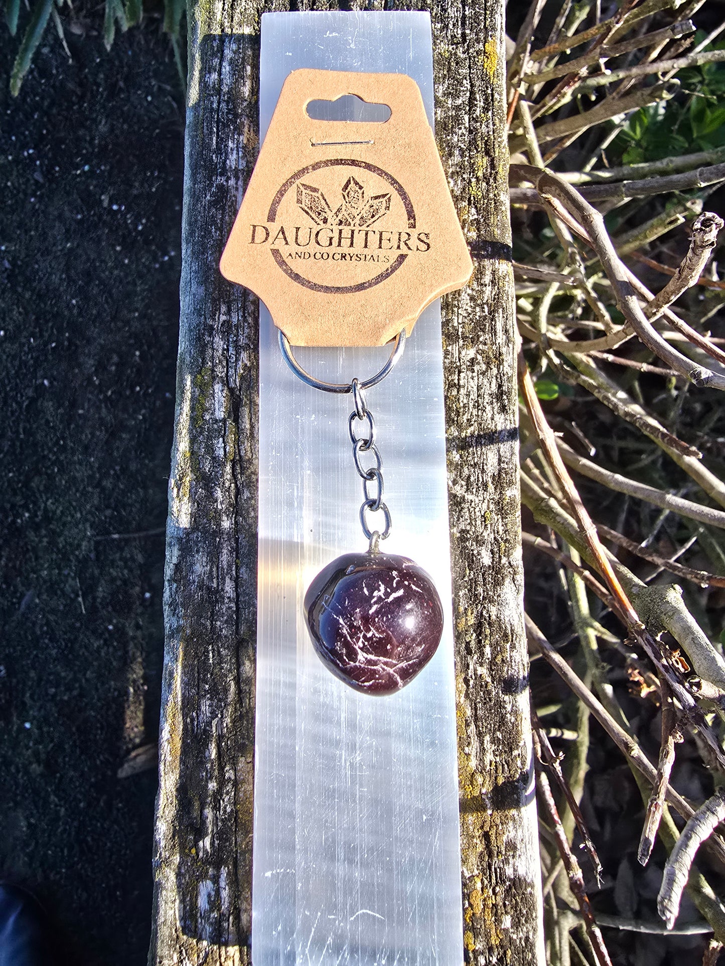 Garnet Tumbled Crystal Keyring