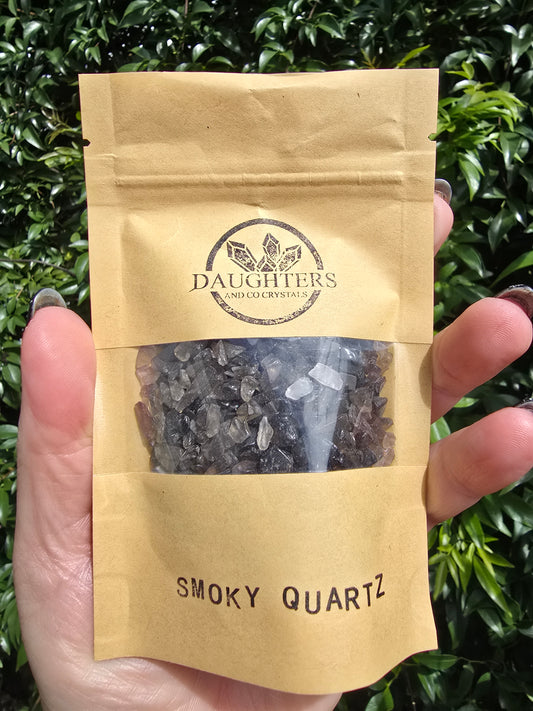 Smoky Quartz Crystal Chip 100 gms Bag
