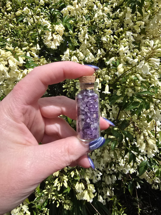 Amethyst Crystal Chip Bottle