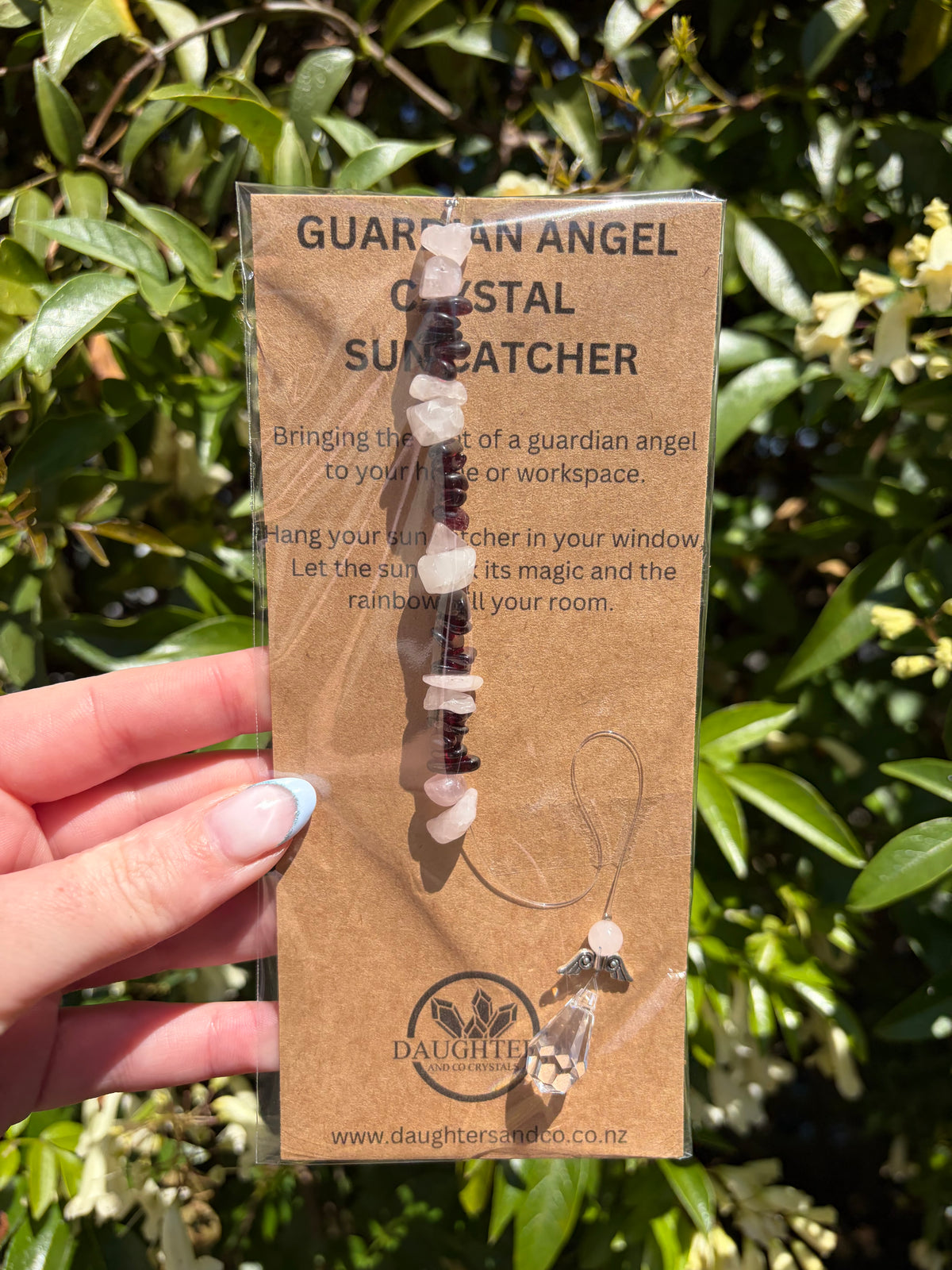 Rose Quartz & Garnet | Guardian Angel Sun Catcher